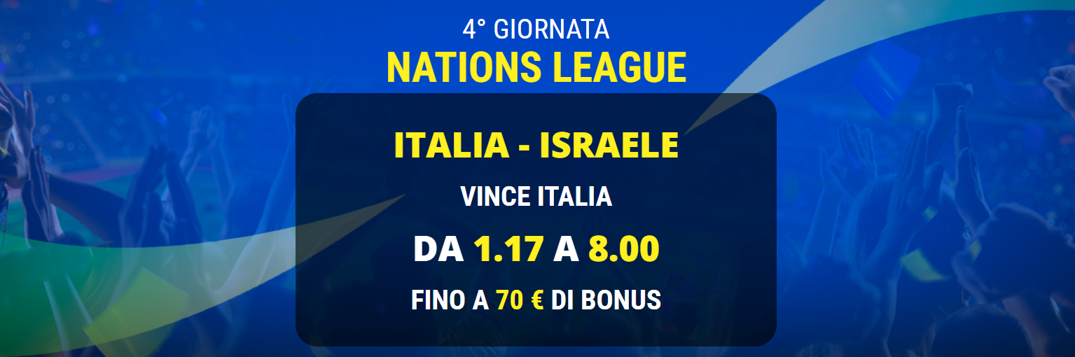 Italia Israele super quota maggiorata