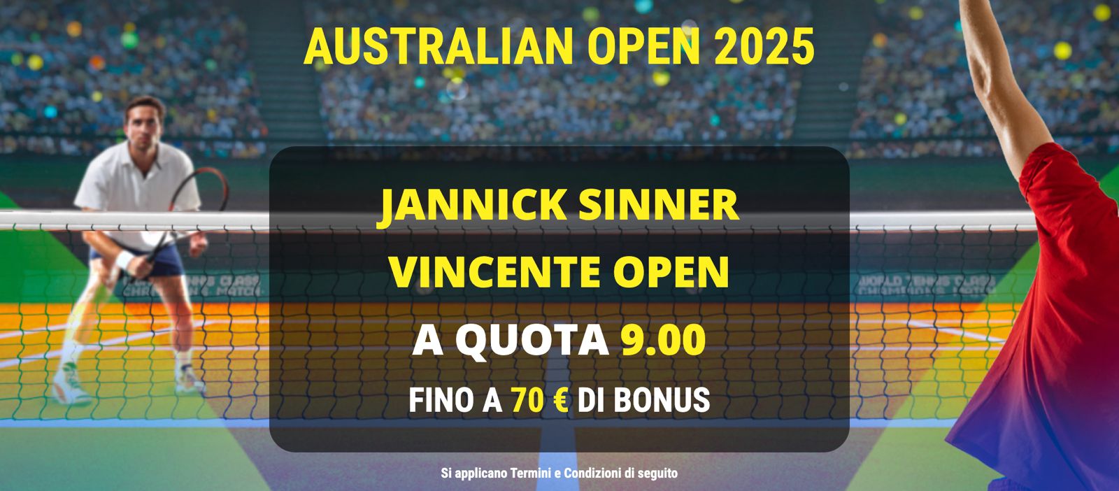 Sinner vincente Australian Open quota maggiorata