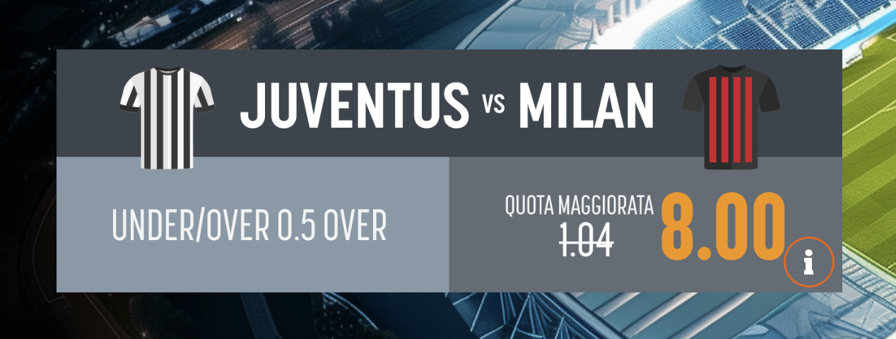 Juventus Milan quota maggiorata SNAI