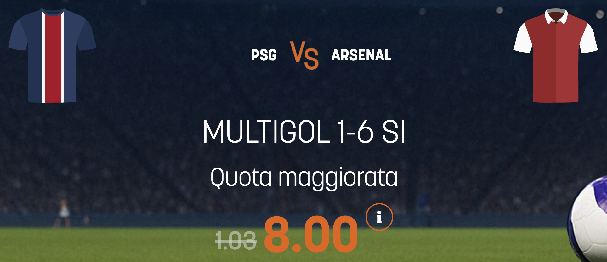 psg arsenal quota maggiorata champions