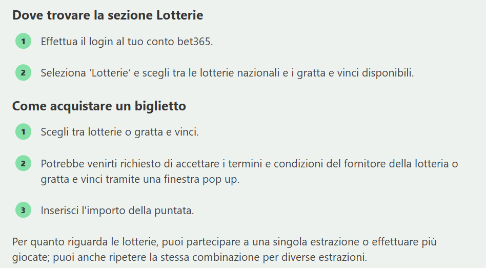 Dove trovare lotterie Bet365