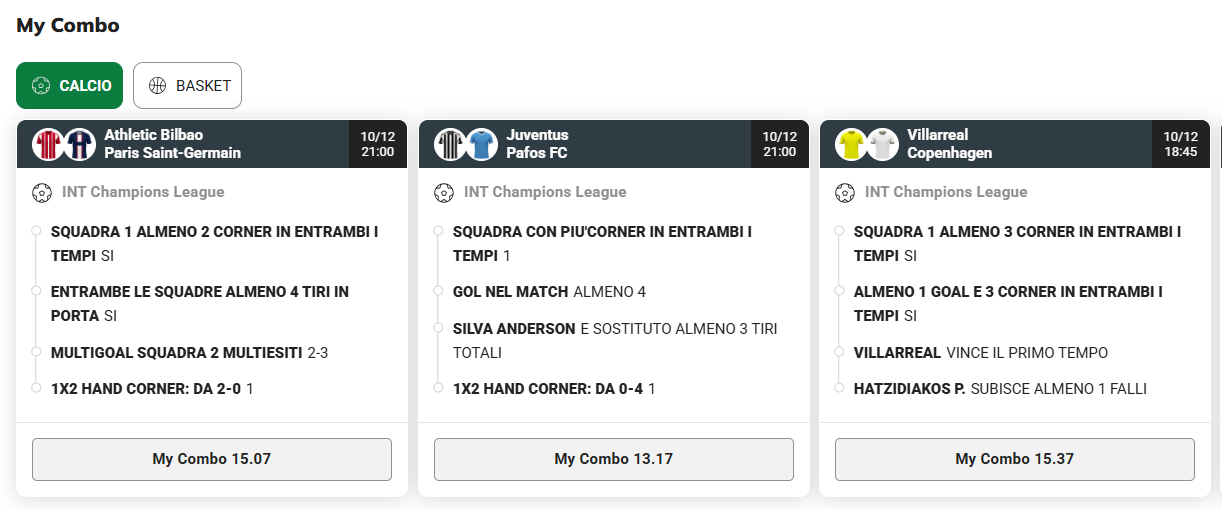 My Combo Sisal le nuove giocate offerte dal bookmaker