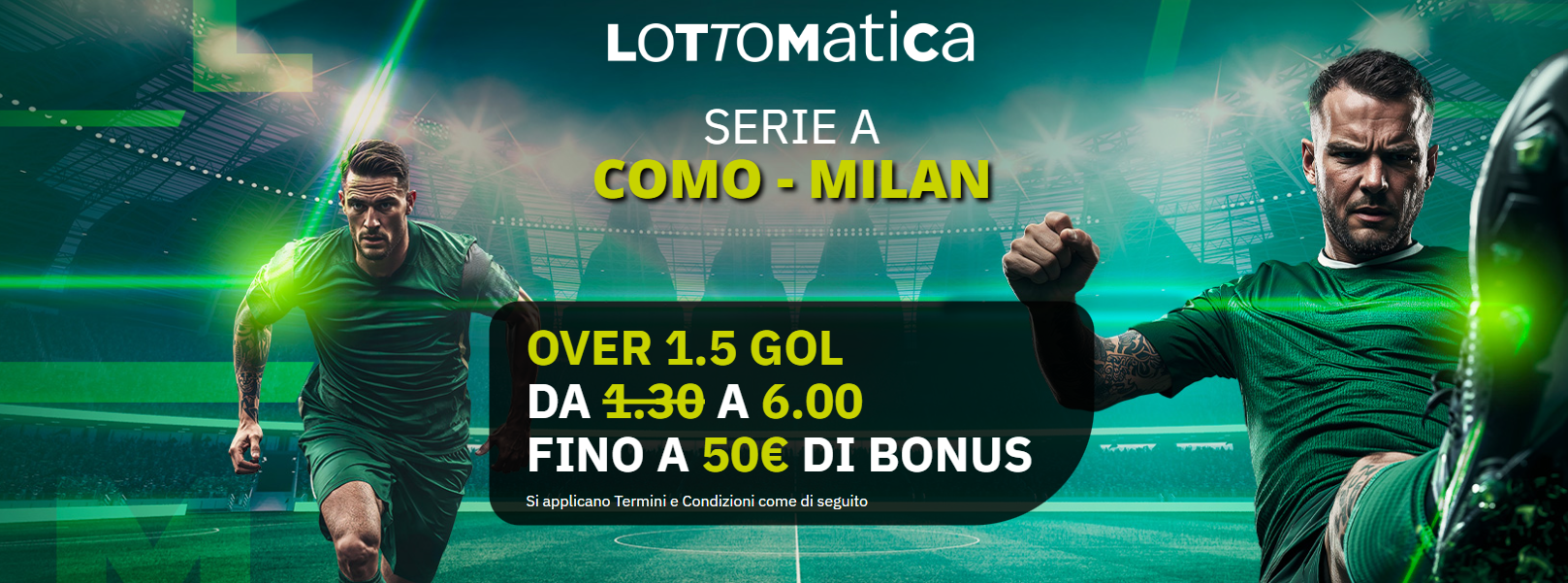 Como-Milan over 1.5 maggiorata Lottomatica e Goldbet