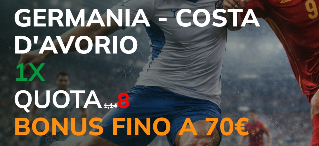 Germania-Costa D'Avorio 1X a quota maggiorata 8 