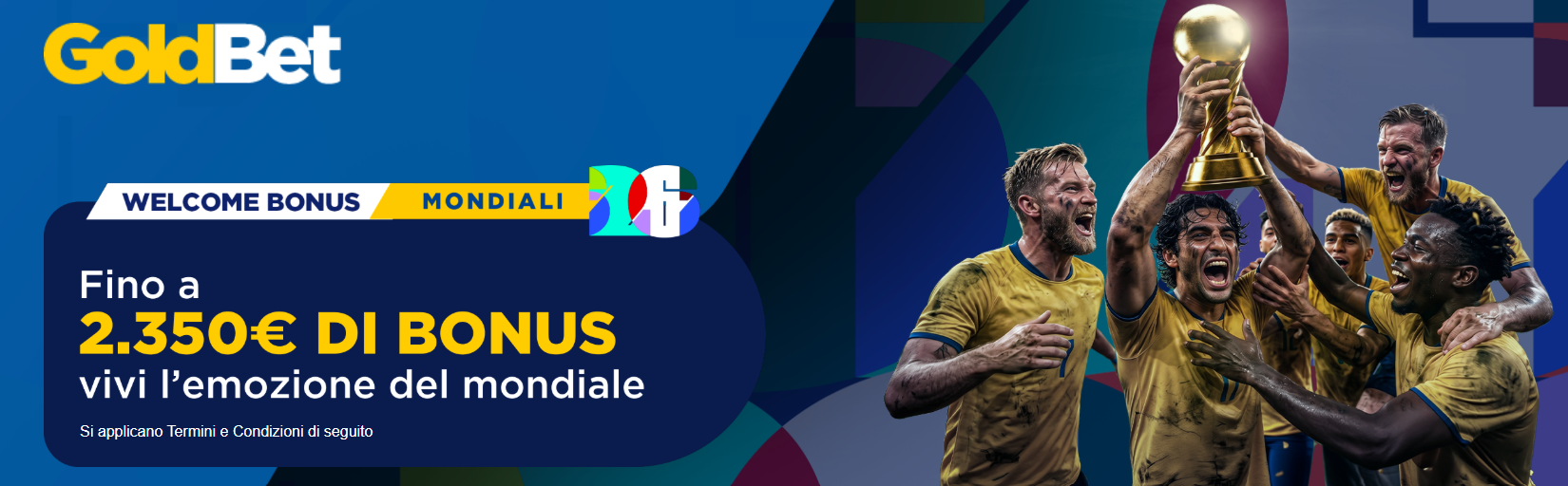 Bonus di benvenuto Goldbet fino a 2350€