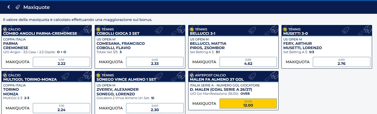 Maxiquote offerte da Goldbet