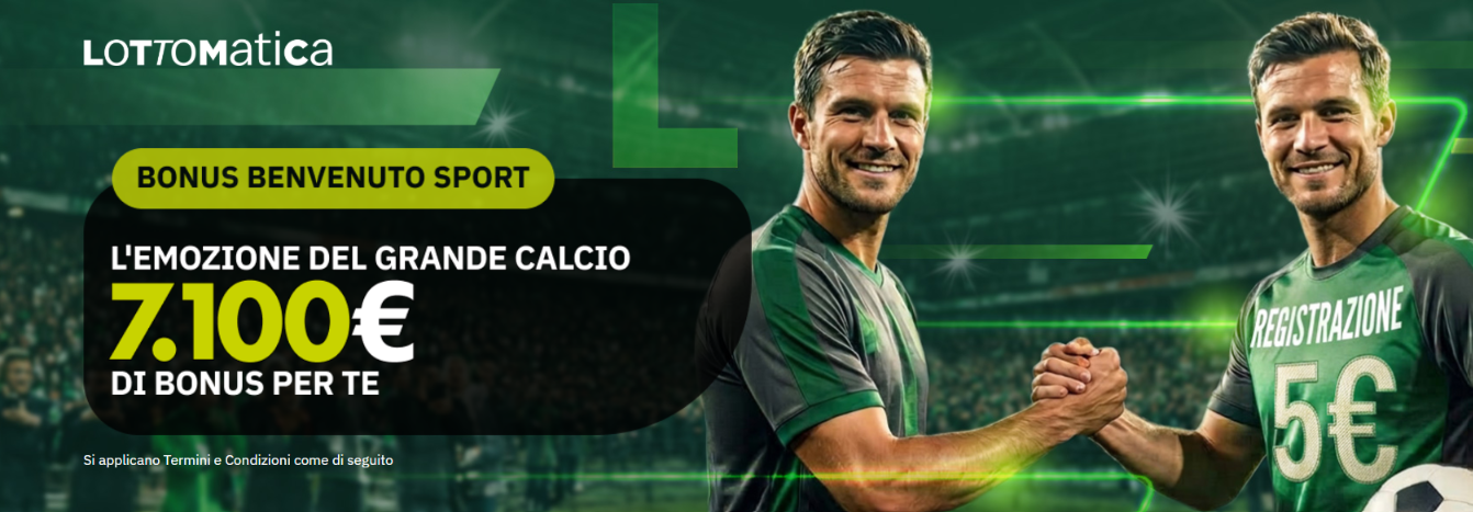 Bonus benvenuto Lottomatica fino a 7105€
