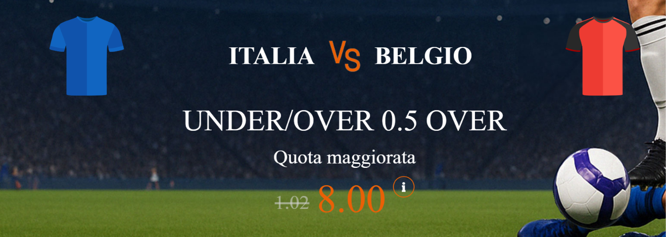 Italia vs Belgio over 0.5 a quota 8 offerta da Snai
