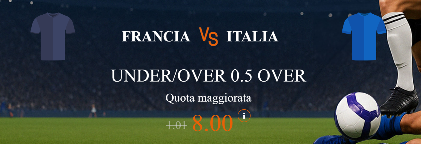 Francia vs Italia over 0.5 a quota 8 offerta da Snai