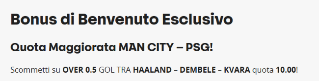 Manchester City-PSG quota maggiorata Betsson 