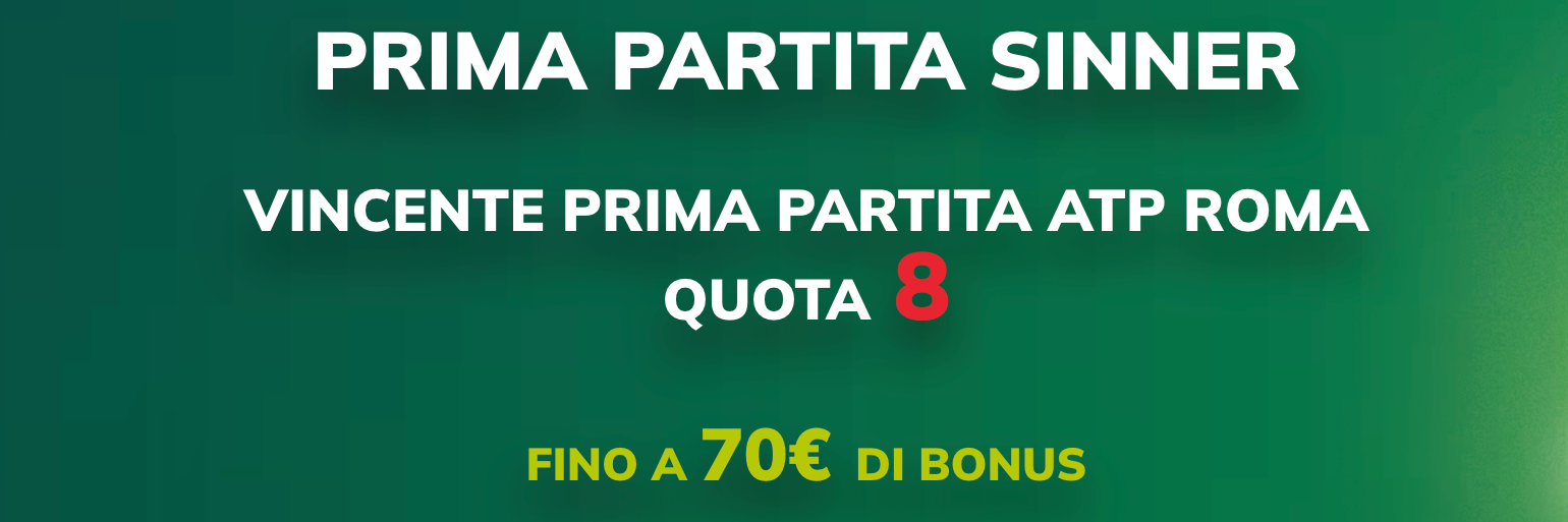Superquota Maggiorata Sisal: Sinner-Navone 1 a quota 8!