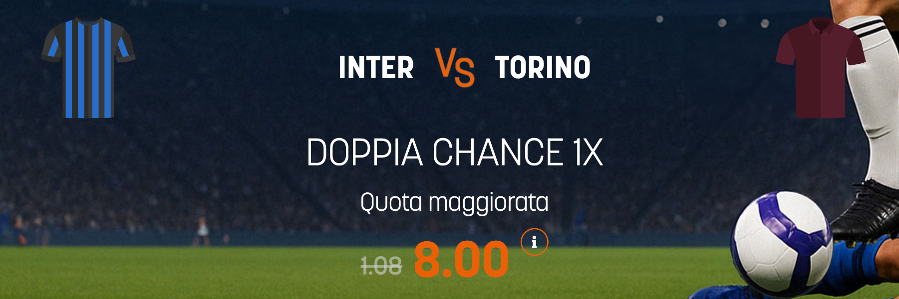 Superquota maggiorata Snai: Inter-Torino 1X a quota 8.00!