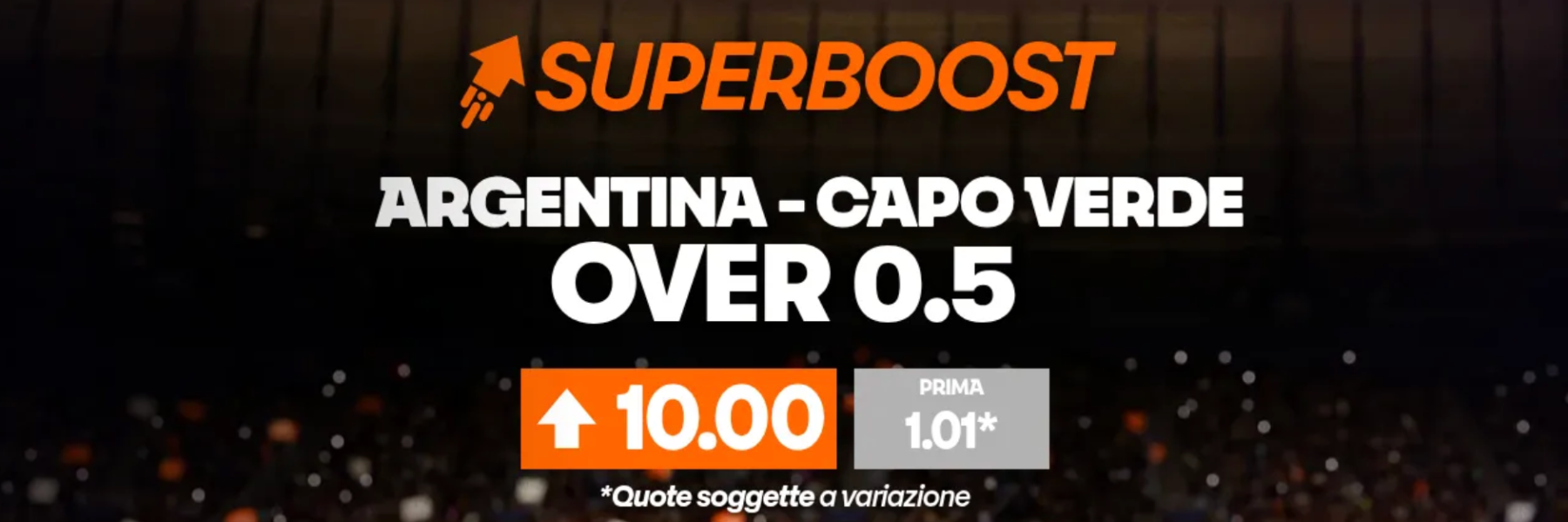 Superquota maggiorata Betsson: Argentina-Capo Verde OVER 0.5 a quota 10